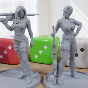Wasteland Sniper Girls - 3D Printed Minifigures for Post Apocalyptic Miniature Tabletop Games like Zona Alfa - Fallout Wasteland