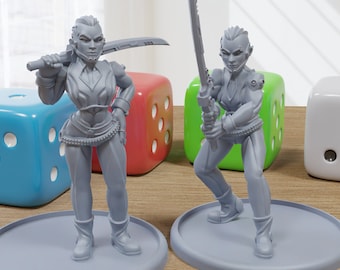 Cyberpunk Street Samuai - Minifigure proxy stampate in 3D per giochi di guerra da tavolo in miniatura di fantascienza e cyberpunk