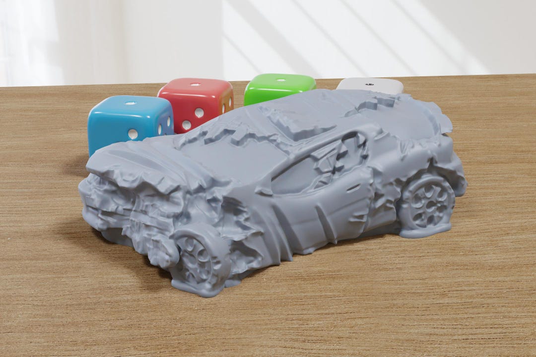 Wrecked Small Car - 3D Printed Vehicle for Miniature Tabletop Wargames ...