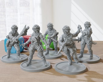 Melee Desert Raiders - 3D Printed Mini's - Post Apocalyptic / Sci-Fi - Tabletop Miniature Wargaming - 28mm / 32mm Scale Minifigures