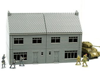 Dutch Terraced House Double - Tabletop Wargaming WW2 Terrain | 15mm 20mm 28mm HO Miniature 3D Printed Model | Bolt Action