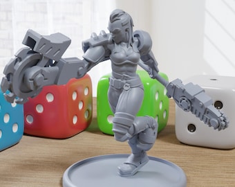 Female Pit Fighter - 3D Printed Proxy Minifigure for Sci-fi Miniature Tabletop Games like Stargrave and Five Parsecs from Home