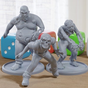 Fat Zombie Gang - 3D Printed Minifigures for Zombie Post Apocalyptic Miniature Tabletop Games TTRPG