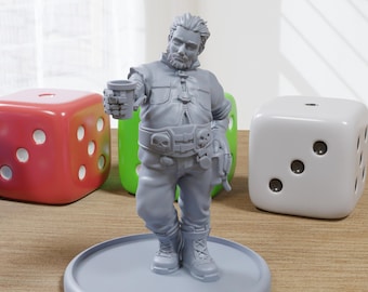 Bar Keeper - 3D Printed Proxy Minifigure for Sci-fi Miniature Tabletop Games like Stargrave and Five Parsecs from Home