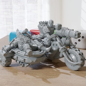 Wasteland Bike with Side Cart - 28mm / 32mm - Post Apocalyptic - Ideal Proxy Miniature for Zona Alfa - Fallout Wasteland Tabletop RPG Games
