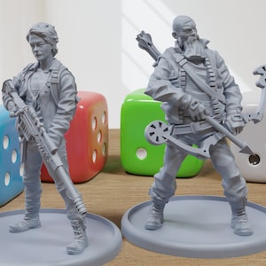 Survival Hunting Couple - 3D Printed Minifigure for Zombie Post Apocalyptic Miniature Tabletop Games TTRPG