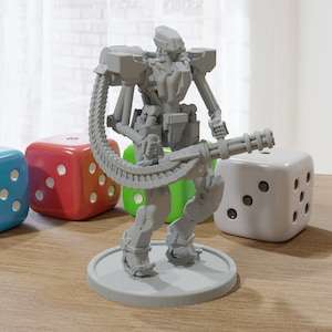 Minigun Mech - 28mm Scale Miniature for Tabletop RPG Sci-Fi Wargames