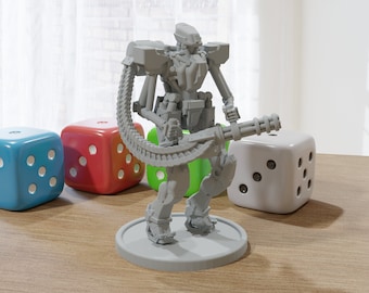 Minigun Mech - 28mm Scale Miniature for Tabletop RPG Sci-Fi Wargames