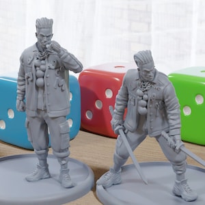Shun - 3D Gedruckt Mini&#39;s - Cyberpunk / Sci-Fi - Tabletop Miniature Wargaming - 28mm / 32mm Minifiguren