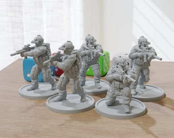 US Navy Seals Element - 5pc - Modern Wargaming Miniatures for Tabletop RPG - 20mm / 28mm / 32mm Scale Minifigures