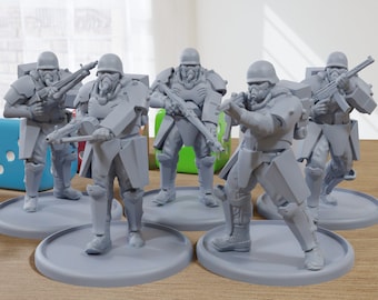 Panzer Cops - 3D Gedruckt Minifiguren - Grim Dark / Sci-fi - TTRPG Tabletop Miniature Wargaming 28 mm / 32 mm Skala