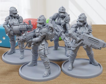 Cult of the Death Heavy Weapons Babes - 3D Printed Proxy Minis for Sci-fi Miniature Tabletop Games like Stargrave and Five Parsecs from Home