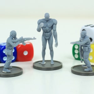 Mutant with two Hazmat Soldiers - 28mm / 32mm ZONA ALFA - Modern Wargaming Miniature for Tabletop RPG