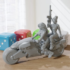 Sexy Biker Girls - 28mm/32mm Minifigures - Cyberpunk - Modern Wargaming Miniatures for Tabletop RPG