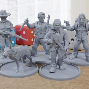 The Good Guys and Dog Band - 3D Printed Minifigures for Zombie Post Apocalyptic Miniature Tabletop Games TTRPG