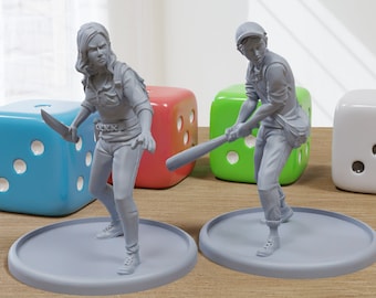 Gleen and Maggie - 3D Printed Minifigures for Zombie Post Apocalyptic Miniature Tabletop Games TTRPG
