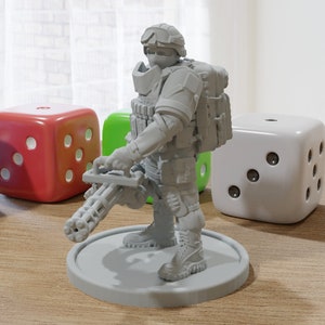 Minigun Soldier 28mm/32mm Minifigure - Modern Wargaming Miniature for Tabletop RPG