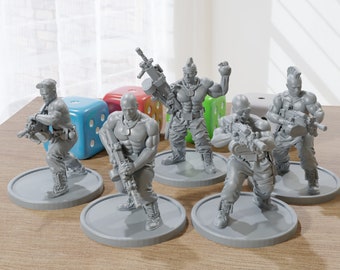 LMG Punks Squad 28mm/32mm Minifigures - Modern - Cyberpunk - Zona Alfa - Apocalyptic - Wargaming Miniature for Tabletop RPG