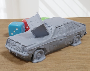 Destroyed Hatchback - 3D Printed Vehicle for Miniature Tabletop Wargames TTRPG