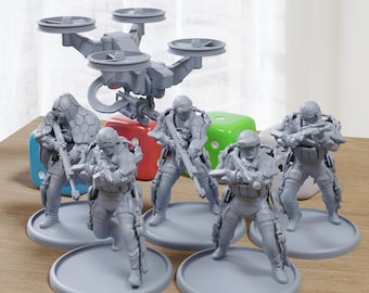 アドバンスド・エクソ・スクワッド - 3Dプリント製 - 28mmスケール - ミニチュアウォーゲーム用ミニフィギュア - テーブルトップウォーゲーム