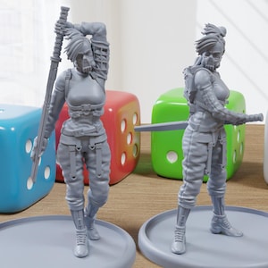 Suki - 3D Gedruckt Mini - Cyberpunk / Sci-Fi - Tabletop Miniature Wargaming - 28 mm / 32 mm Minifiguren