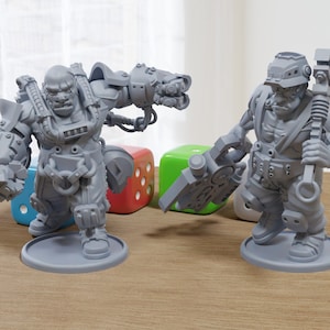 Ogres industriels - Minifigures proxy imprimées en 3D pour des jeux de table miniatures de science-fiction comme Stargrave et Five Parsecs from Home