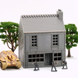 French Commercial Row House T1 - Tabletop Wargaming WW2 Terrain | Miniature 3D Printed Model | Flames of War & Bolt Action