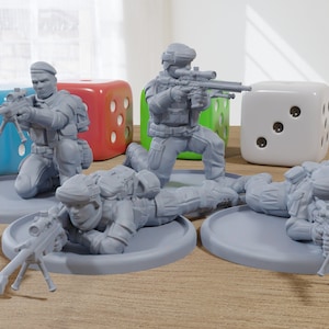 French Snipers - Modern Wargaming Miniatures for Tabletop RPG - 28mm / 32mm Scale Minifigures