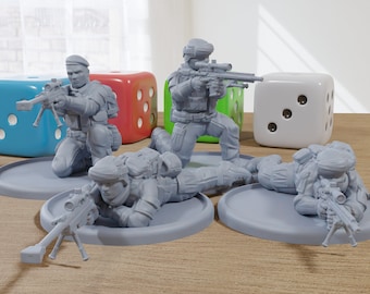 French Snipers - Modern Wargaming Miniatures for Tabletop RPG - 28mm / 32mm Scale Minifigures