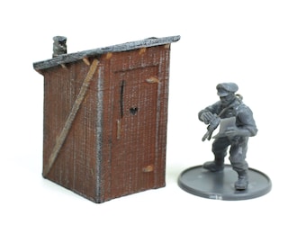 Rural Toilet - Tabletop Wargaming WW2 Terrain - 15mm - 20mm - 28mm - HO - Miniature 3D Printed Model