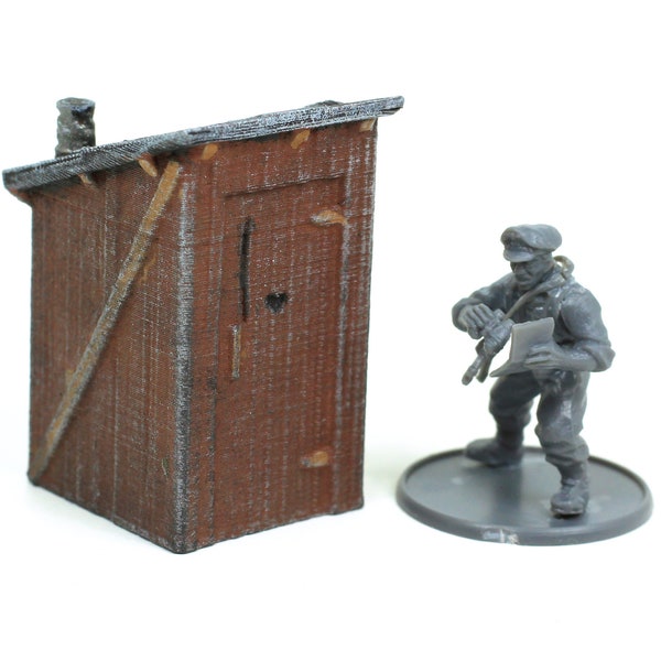 Rural Toilet - Tabletop Wargaming WW2 Terrain - 15mm - 20mm - 28mm - HO - Miniature 3D Printed Model