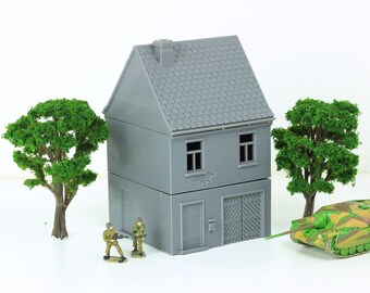 German House with Garage - Tabletop Wargaming Terrain - Miniature Gaming - 3D Printed