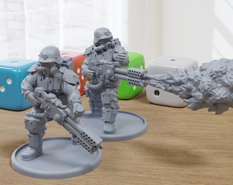 Vlammenwerper Kaledon Fortis - 3D-geprinte proxy-minifiguren voor sci-fi miniatuurtafelspellen zoals Stargrave en Five Parsecs from Home