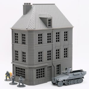 Caen Corner Building CCB01 - Normandy Urban Scenery - 3D Printed Miniature Wargaming Terrain 28mm / 20mm / 15mm Scale