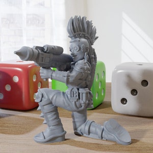 Punk Female with Rocket Launcher - 3D Printed RPG Minifigure - Cyberpunk / Sci-Fi - 28mm / 32mm Scale