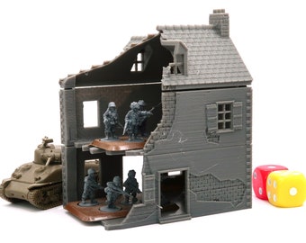 3D Printed Normandy Ruined House: 28mm Wargaming Terrain