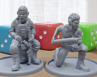 Modern African Crew Duo - 3D Printed Miniatures for Tabletop Wargames - 28mm / 32mm Scale Minifigures