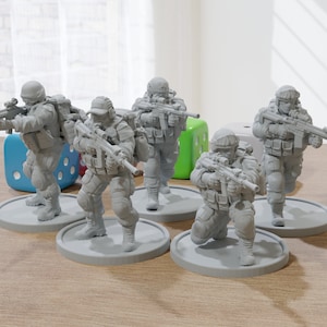 US Marine Corps Squad - Five - Modern Wargaming Miniatures for Tabletop RPG - 20mm / 28mm / 32mm Scale Minifigures