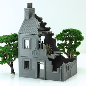 Normandy French Village House DS-T5 (VOLUME 2) - Tabletop Wargaming Terrain | Destroyed - Intact | 3D Printed Miniature | Flames of War