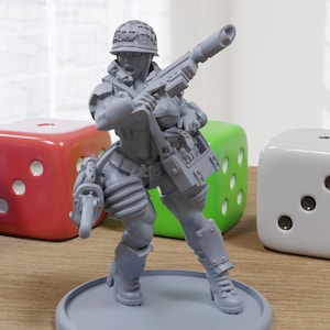 Jungle Fighter Medic Pinup - 3D Printed Proxy Minifigures for Sci-fi Miniature Tabletop Games like Stargrave and Five Parsecs from Home