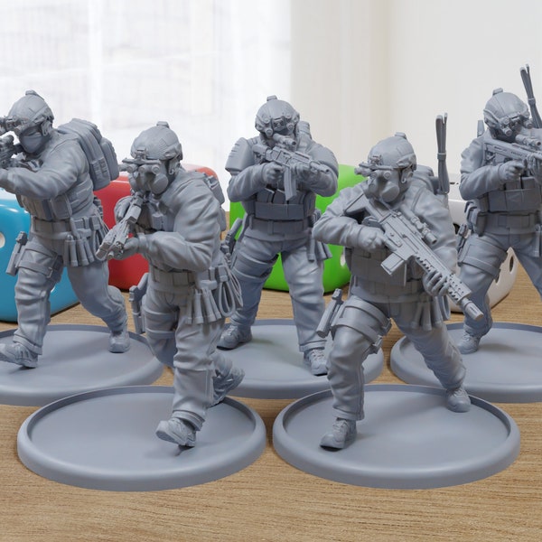 SCP MTF Squad - 3D Printed - 28mm Scale - Miniature Wargaming Minifigures - Tabletop Wargames