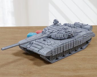 T-72B(B1) Soviet Main Battle Tank - 3D Printed Miniature Tabletop Wargaming Combat Vehicle 28mm / 15mm  Scale