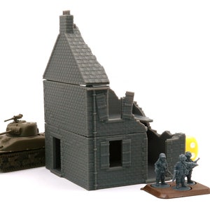 Normandy French House DS-T2 Destroyed (Volume 1) 3D Printed Tabletop Wargaming Terrain for Miniature Games like Bolt Action, Flames of War