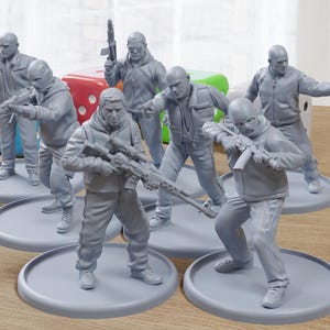 European Criminal Gang - 3D-geprinte miniatuur Wargames-minifiguren - schaal 28 / 32 mm