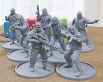 Banda criminal europea - Minifiguras impresas en 3D para juegos de guerra - Escala de 28 mm / 32 mm