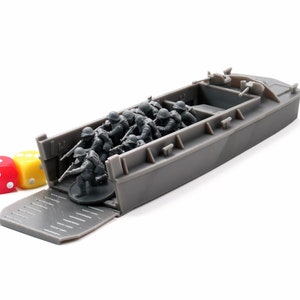 LCVP Higgins Infantry Landing Boat - Veículo de combate de jogos de guerra em miniatura de mesa impresso em resina 3D de 28 mm / 20 mm / 15 mm