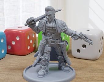 Gabriel Bounty Hunter - 3D Printed Proxy Minifigures for Sci-fi Miniature Tabletop Games like Stargrave and Five Parsecs from Home