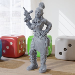 Doctor Punk Female - 3D Printed RPG Minifigure - Cyberpunk / Sci-Fi - 28mm / 32mm Scale
