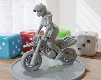 Cross Motorbike Biker Girl - 28mm/32mm Minifigure - Modern Wargaming Miniatures for Tabletop RPG