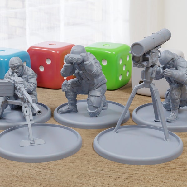 Modern Russian Heavy Weapons Unit - 3D Printed Wargaming Miniatures for Tabletop RPG - 28mm / 32mm Scale Minifigures